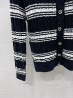 CC 25 Striped Knit Cardigan Black Wool