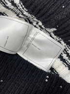 CC 25 Striped Knit Cardigan Black Wool