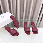 CD DWAY flip-flop colorblocked logo embroidery burgundy 45mm cowhide