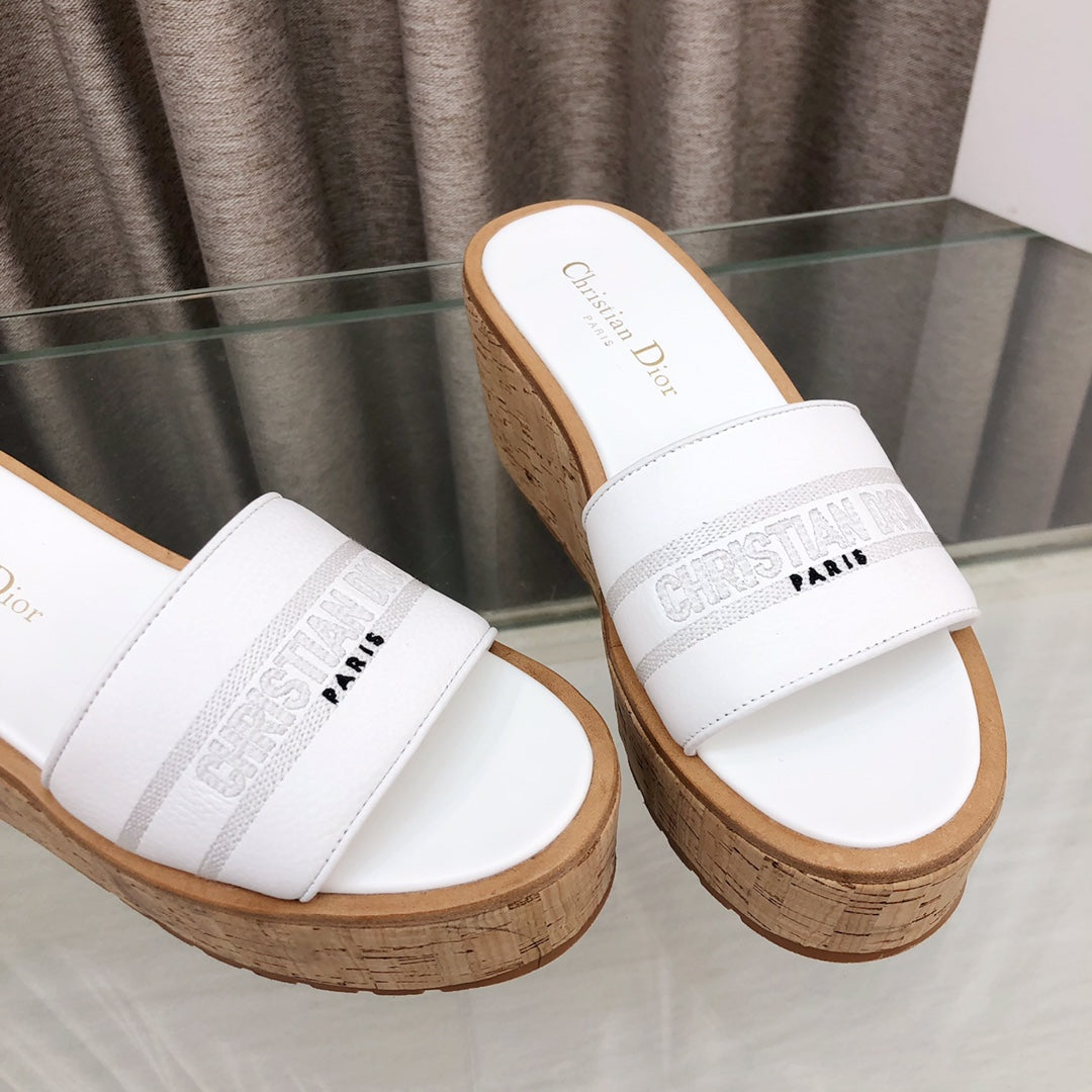 CD Dway Jelly-Colored Platform Heel 100mm Sandals White Calskin