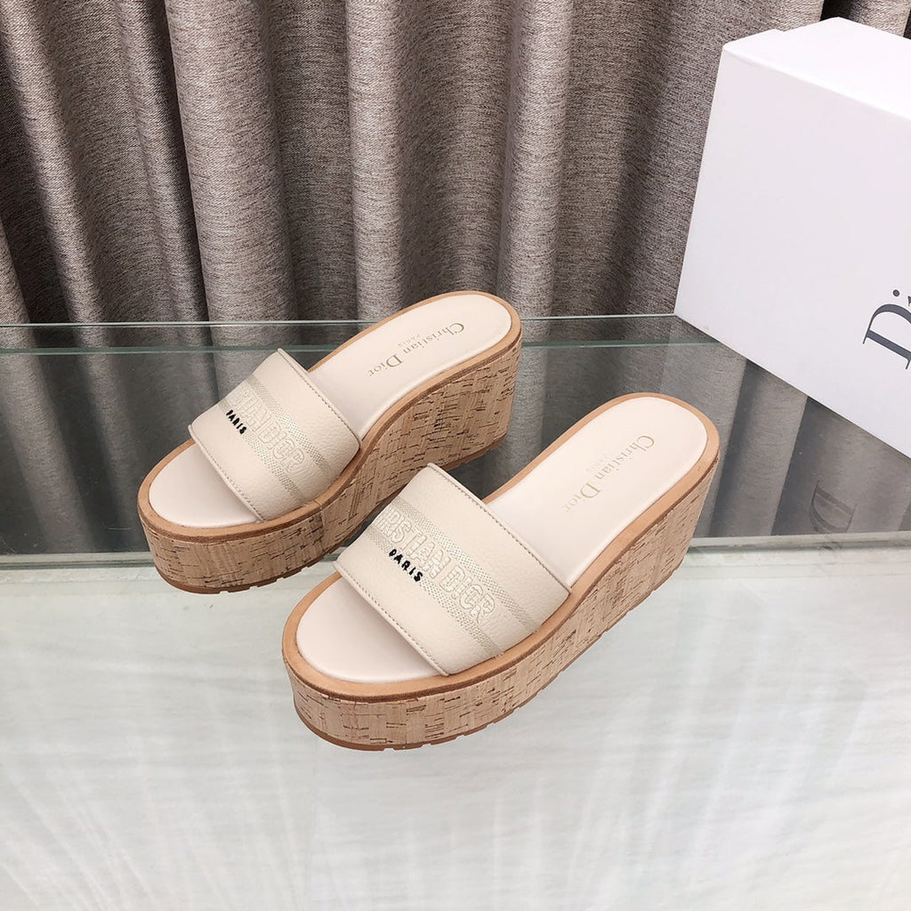 CD Dway Jelly-Colored Platform Heel 100mm Sandals Cream Calfskin