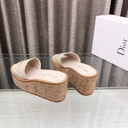 CD Dway Jelly-Colored Platform Heel 100mm Sandals Cream Calfskin