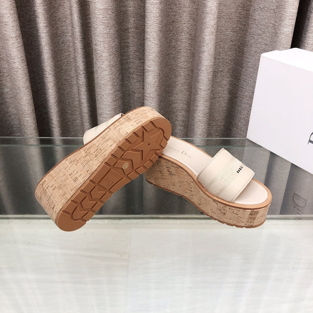 CD Dway Jelly-Colored Platform Heel 100mm Sandals Cream Calfskin