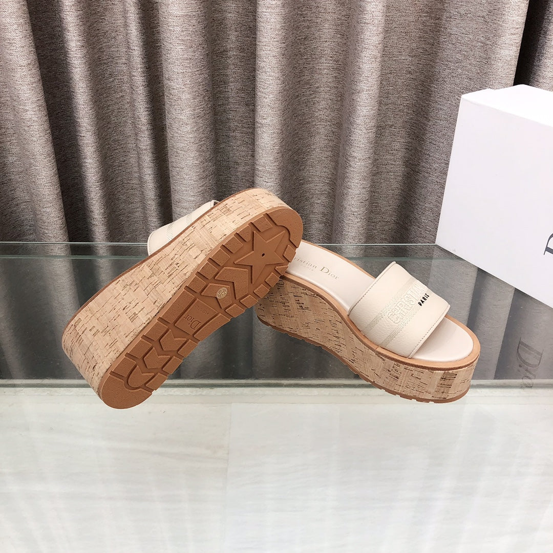 CD Dway Jelly-Colored Platform Heel 100mm Sandals Cream Calfskin