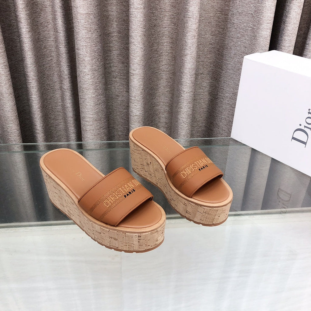 CD Dway Jelly-Colored Platform Heel 100mm Sandals Tan Calfskin