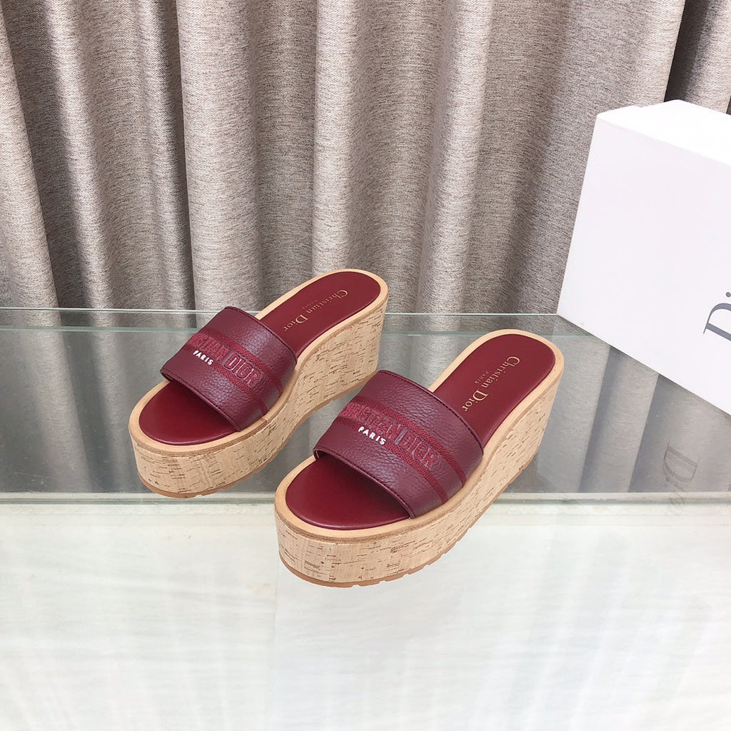 CD Dway Jelly-Colored Platform Heel 100mm Sandals Red Calfskin