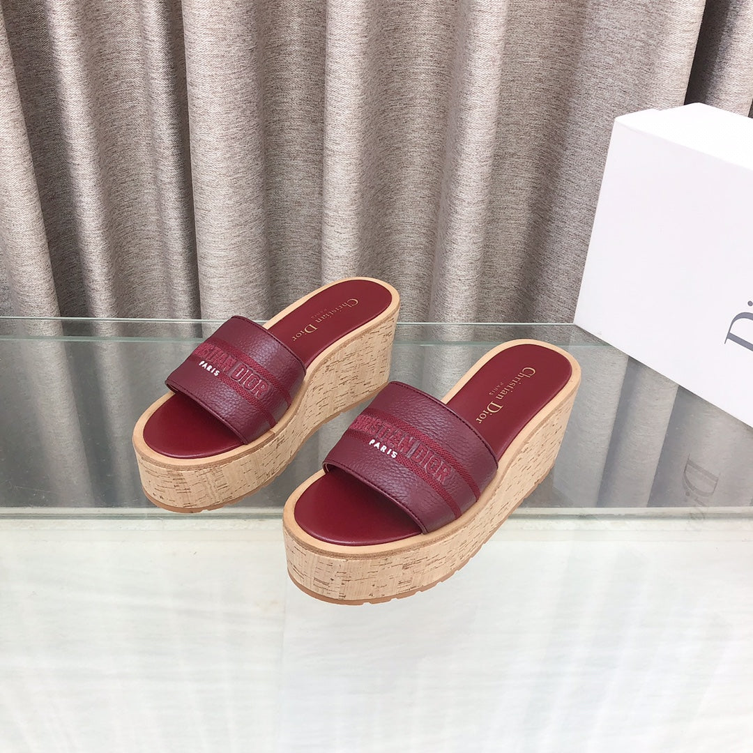 CD Dway Jelly-Colored Platform Heel 100mm Sandals Red Calfskin