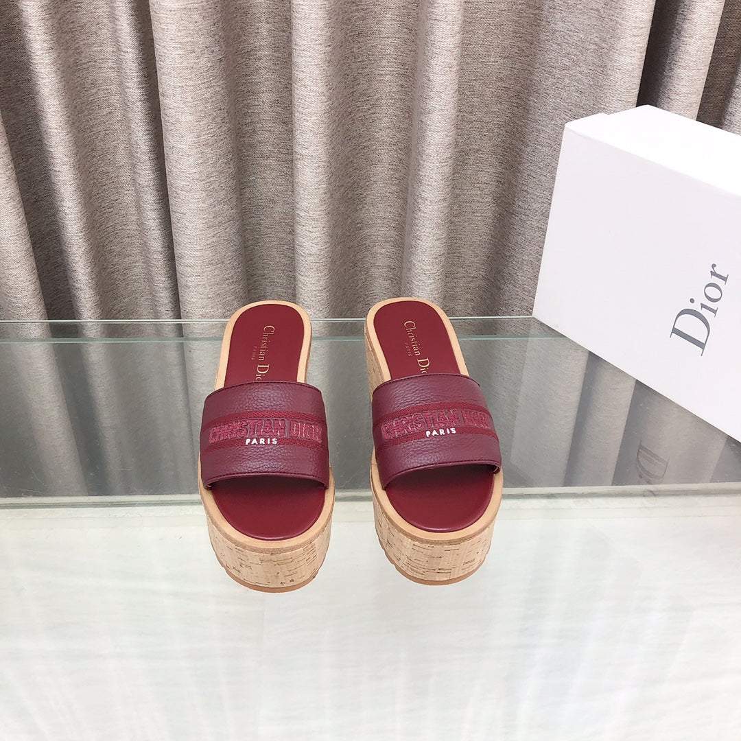 CD Dway Jelly-Colored Platform Heel 100mm Sandals Red Calfskin