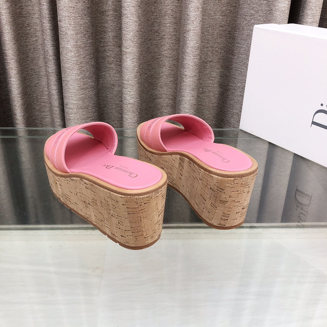 CD Dway Jelly-Colored Platform Heel 100mm Sandals Pink Calfskin