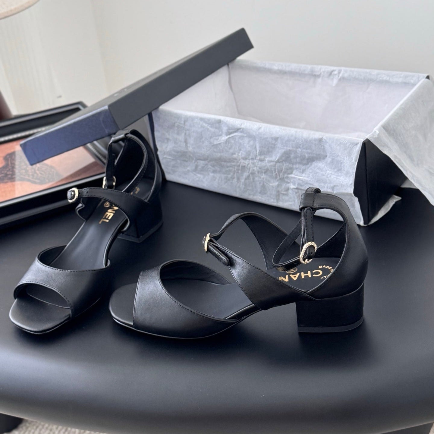 CC 25B Mary Janes 55mm High Heel Black Sheepskin