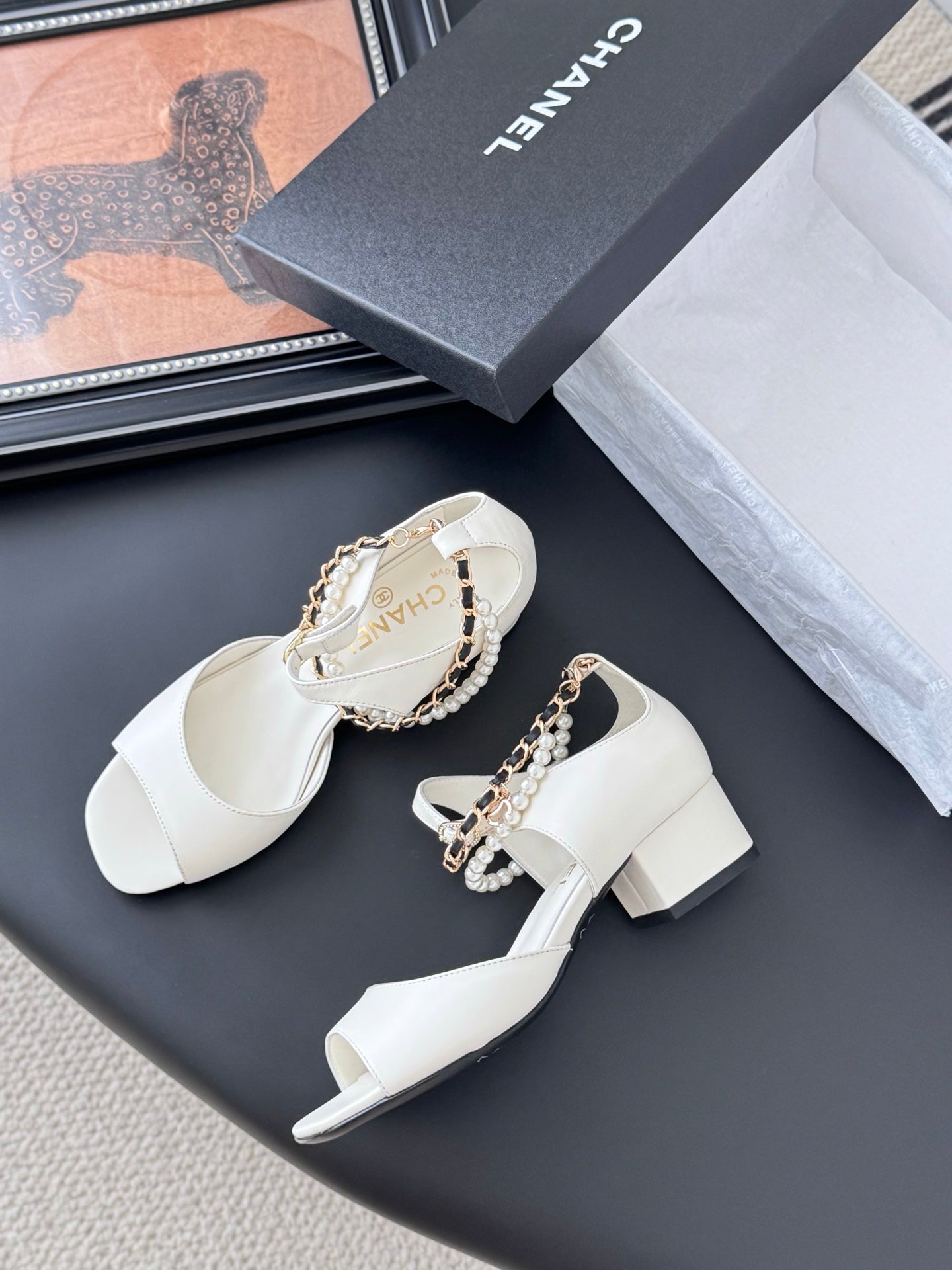 CC 25B Mary Janes 55mm High Heel Pearl Strap White Sheepskin