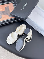 CC 25B Mary Janes 55mm High Heel Pearl Strap White Sheepskin