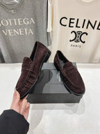 YSL 25 Loafer Brown Black Cowhide Suede 173109