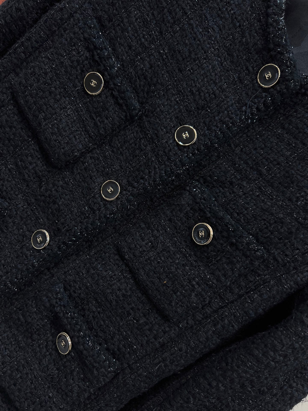 CC 25 Round-Neck Black Tweed Jacket 304703