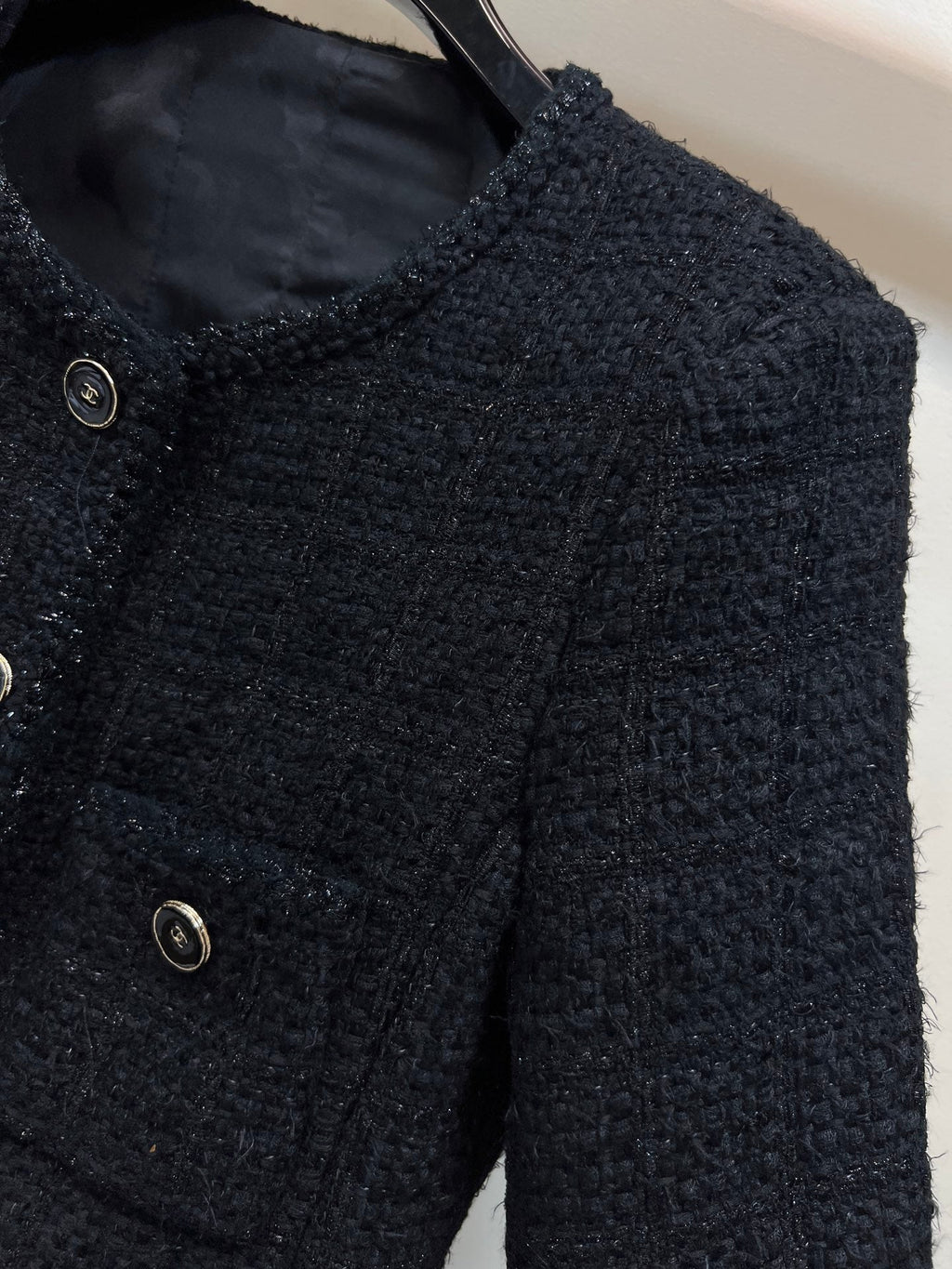 CC 25 Round-Neck Black Tweed Jacket 304703
