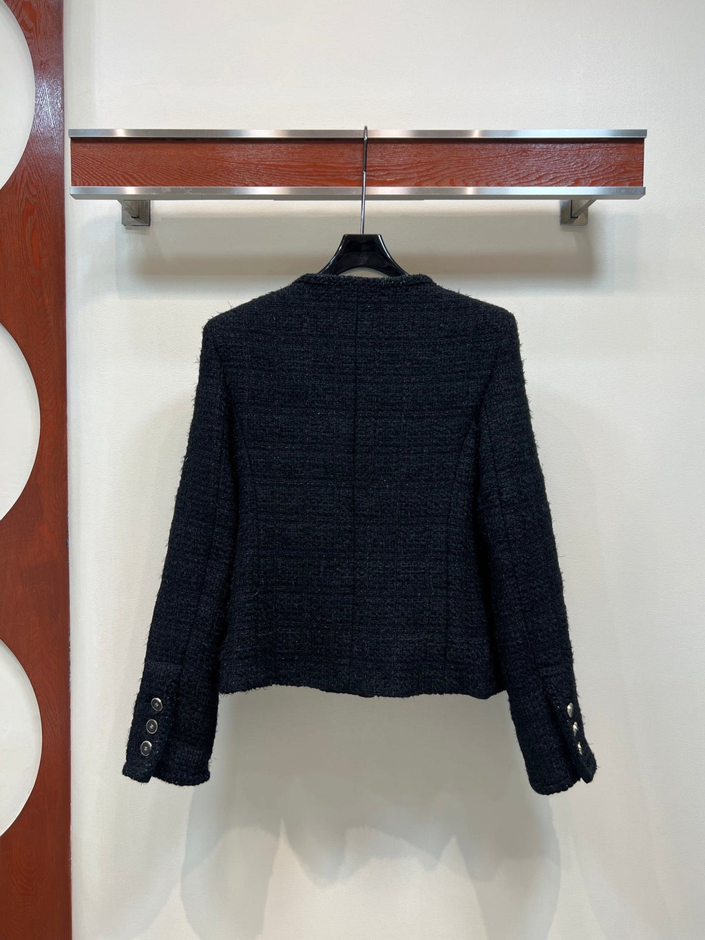 CC 25 Round-Neck Black Tweed Jacket 304703