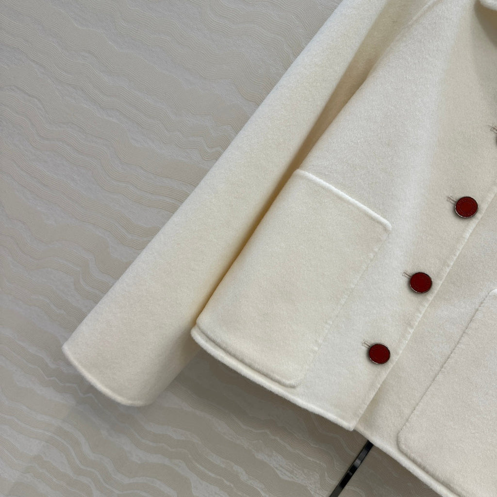 HM Coat White Wool and Cashmere 304571