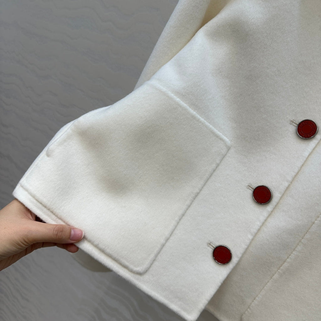 HM Coat White Wool and Cashmere 304571
