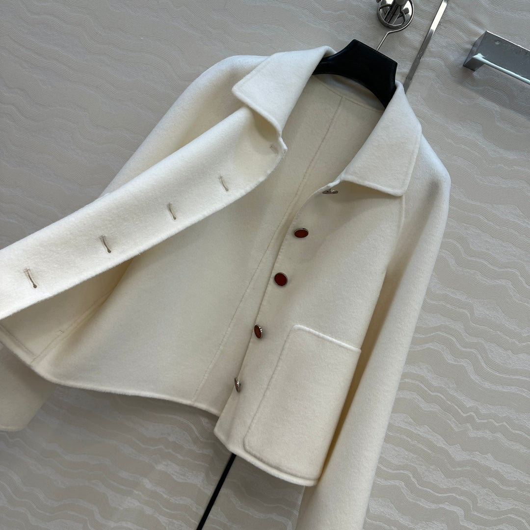 HM Coat White Wool and Cashmere 304571