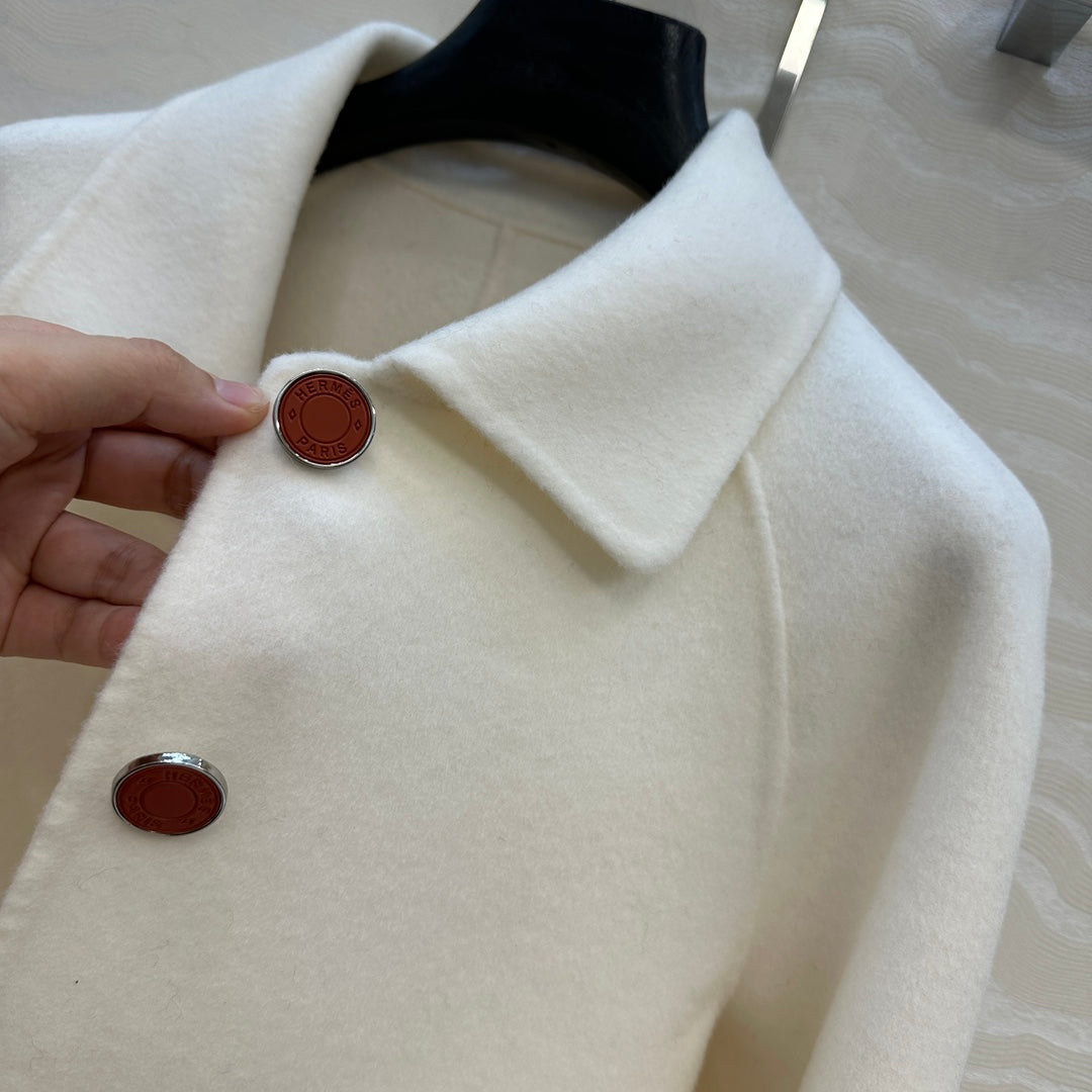 HM Coat White Wool and Cashmere 304571