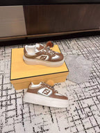 Fendi 25ss Thick-Sole Match Sneakers Coffee Brown Cowhide 470467
