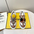 Fendi 25 Match Platform Sneakers Chocolate Brown Cowhide 469481