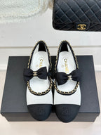 CC 25P Hollow Chain Bow Mary Janes White Mesh 473302