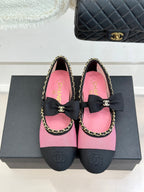 CC 25P Hollow Chain Bow Mary Janes Pink Mesh 473300