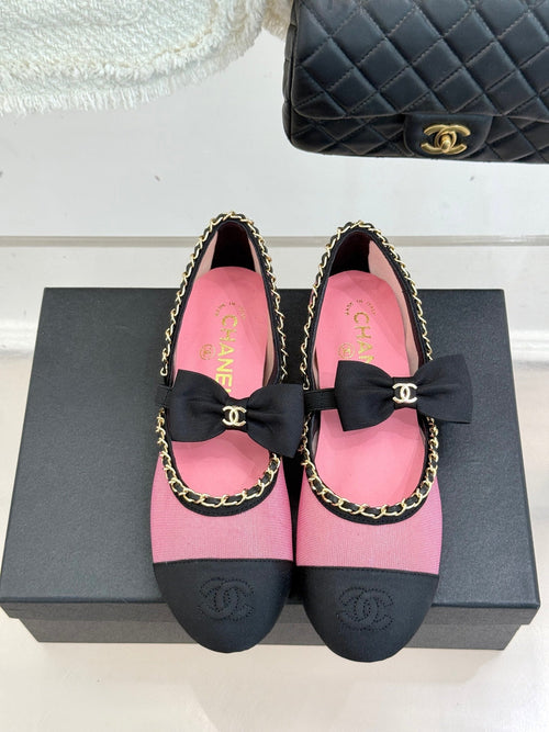 CC 25P Hollow Chain Bow Mary Janes Pink Mesh 473300