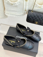 CC 25P Hollow Chain Bow Mary Janes Black Cowhide 473299