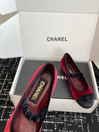 CC 25SS Embroidered Double C logo Mary Janes Red Suede 473425