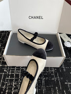 CC 25SS Embroidered Double C logo Mary Janes White Suede 473424