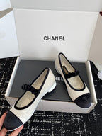 CC 25SS Embroidered Double C logo Mary Janes White Suede 473424