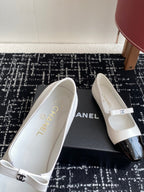CC 25SS Mary Jane Ballerinas White Lambskin 473422
