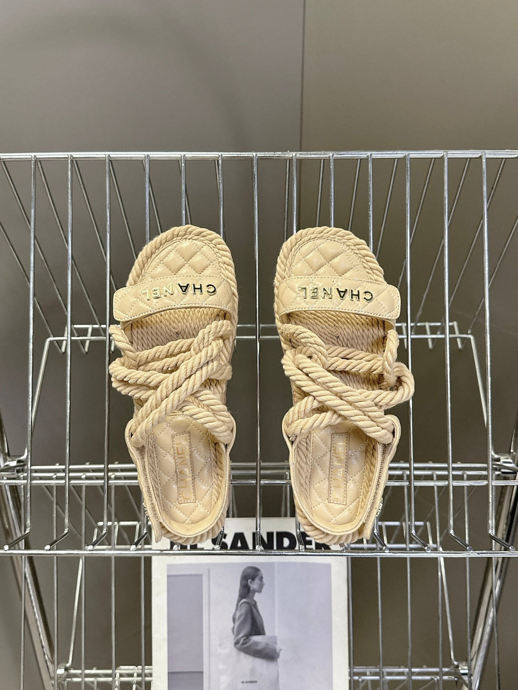 CC 25 Dad Sandals Beige Rope and Sheepskin 473370