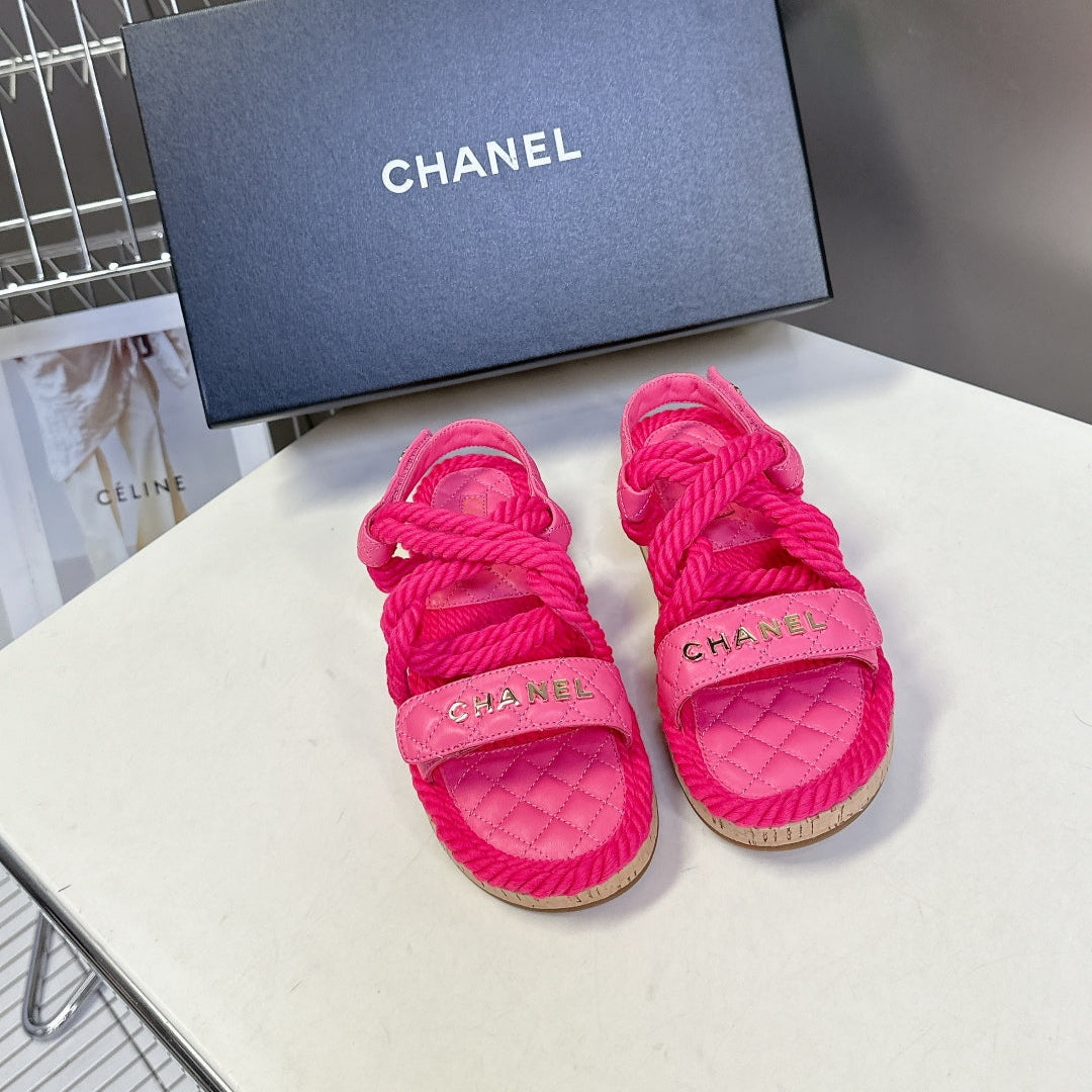 CC 25 Dad Sandals Pink Rope and Sheepskin 473368