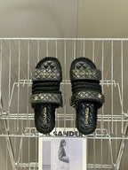 CC 25 Sandals Black Rope and Sheepskin 473366