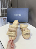 CC 25 Sandals Beige Rope and Sheepskin 473365