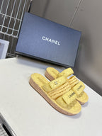 CC 25 Sandals Yellow Rope and Sheepskin 473364