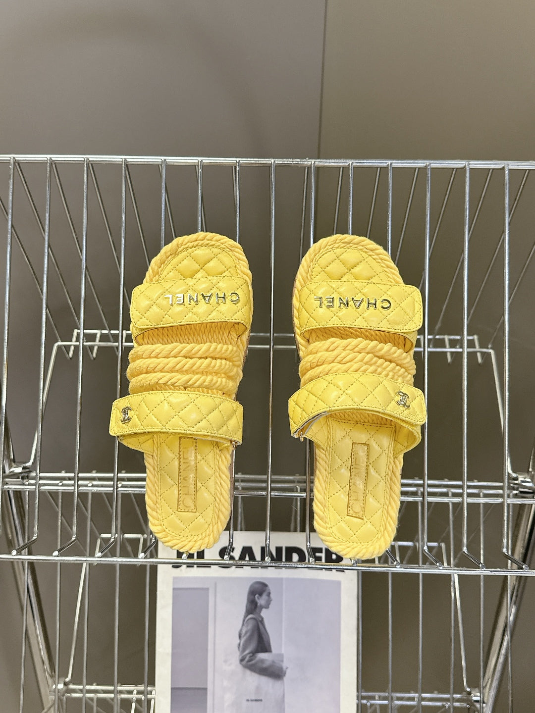 CC 25 Sandals Yellow Rope and Sheepskin 473364