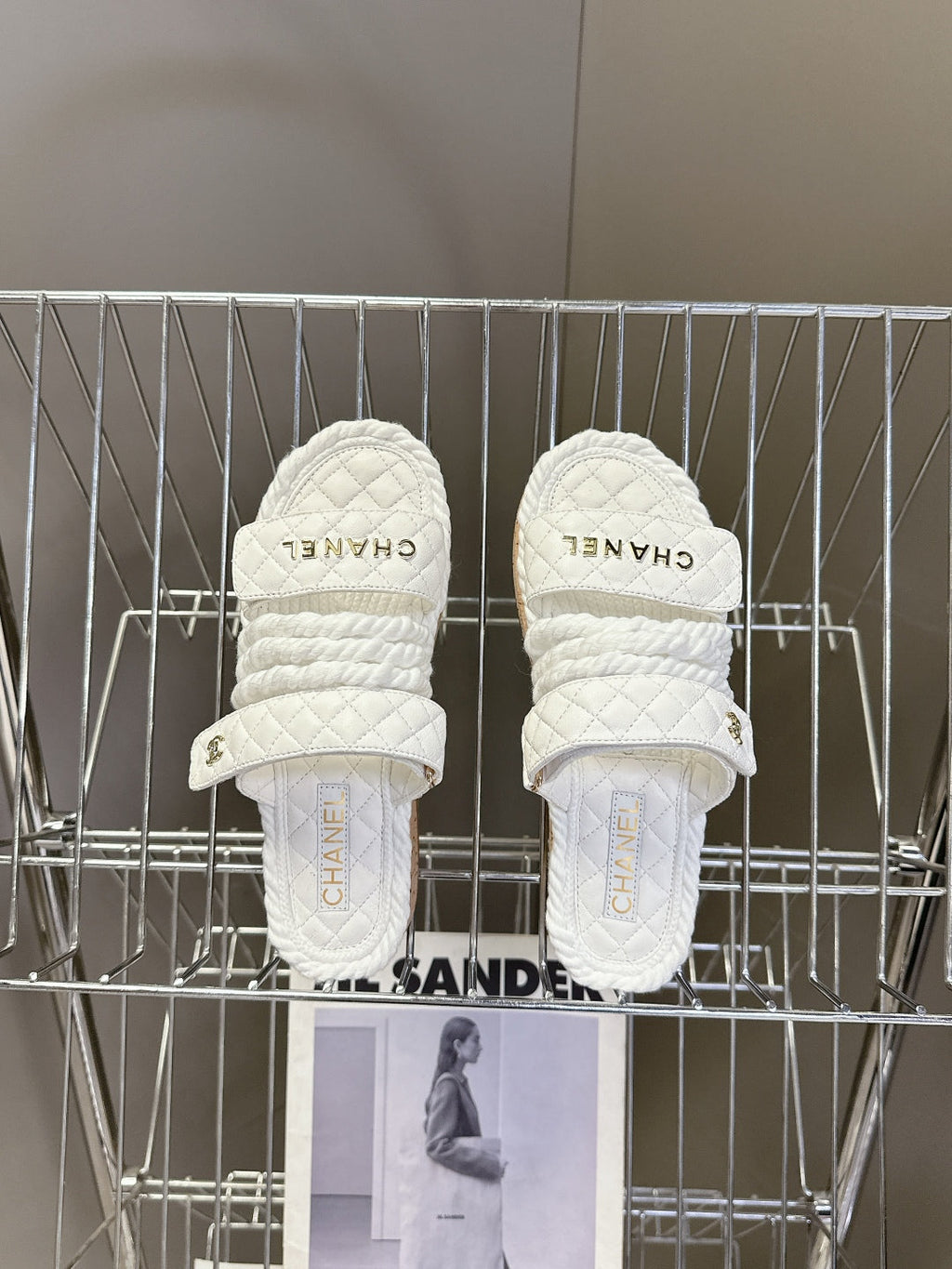 CC 25 Sandals White Rope and Sheepskin 473362