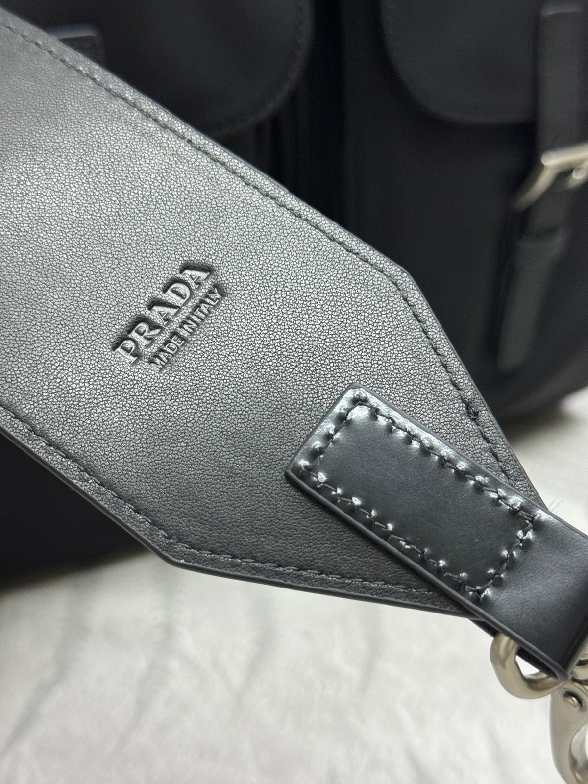Pra Backpack Glossy Leather Strap Black Re-Nylon 267403