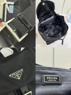 Pra Backpack Glossy Leather Strap Black Re-Nylon 267403