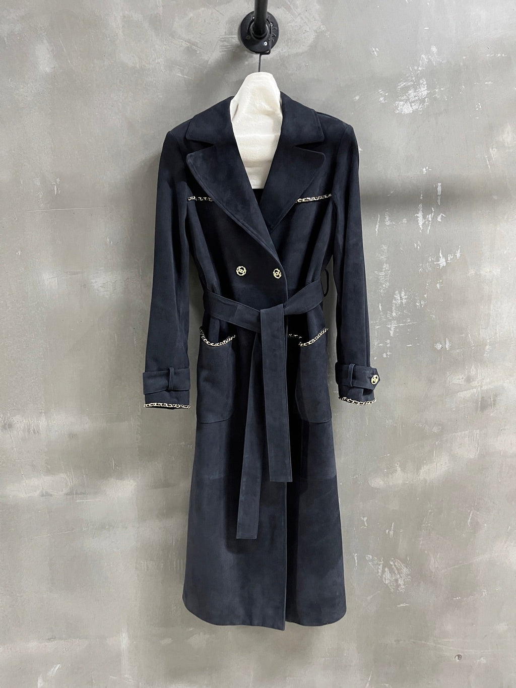CC 25 Chain Trench Coat Blend Black Cashmere