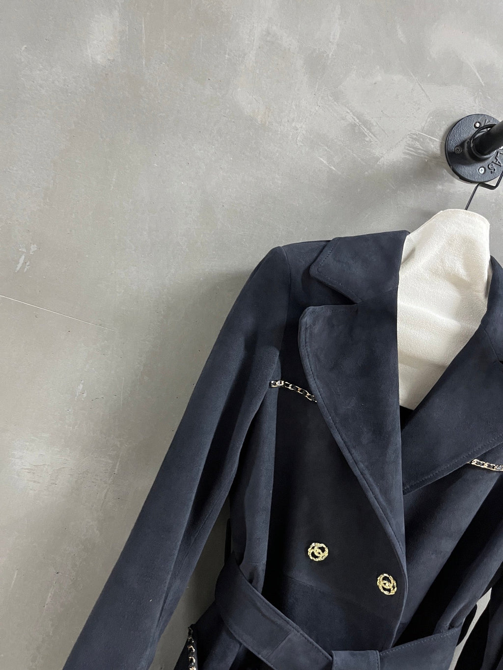 CC 25 Chain Trench Coat Blend Black Cashmere
