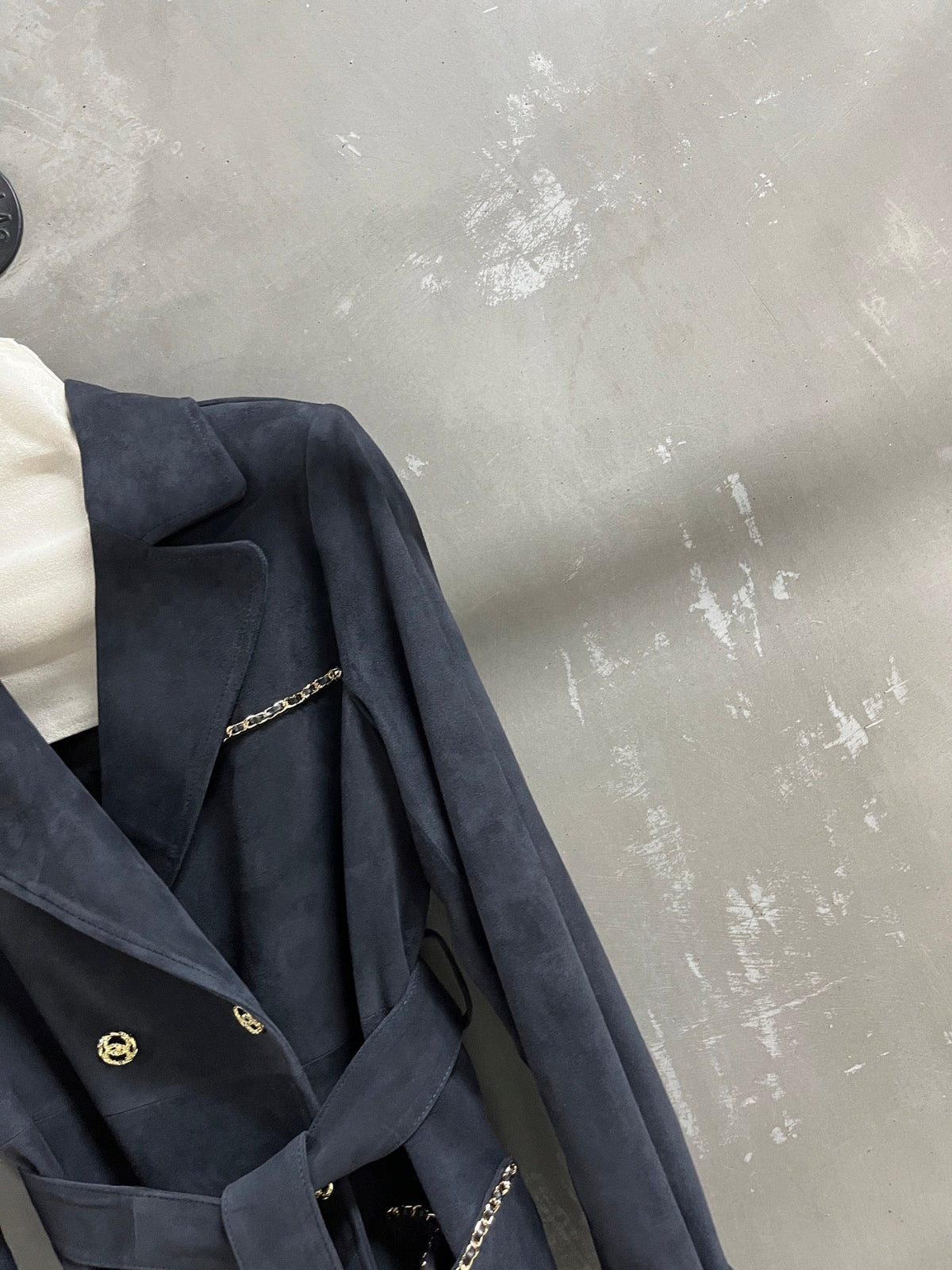 CC 25 Chain Trench Coat Blend Black Cashmere