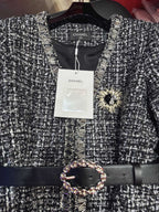 CC 25Ss Middle Length Coat Black Leather Belt