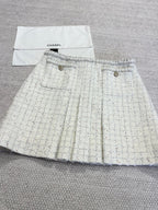 CC 25A Beaded Plaid Tweed Skirt