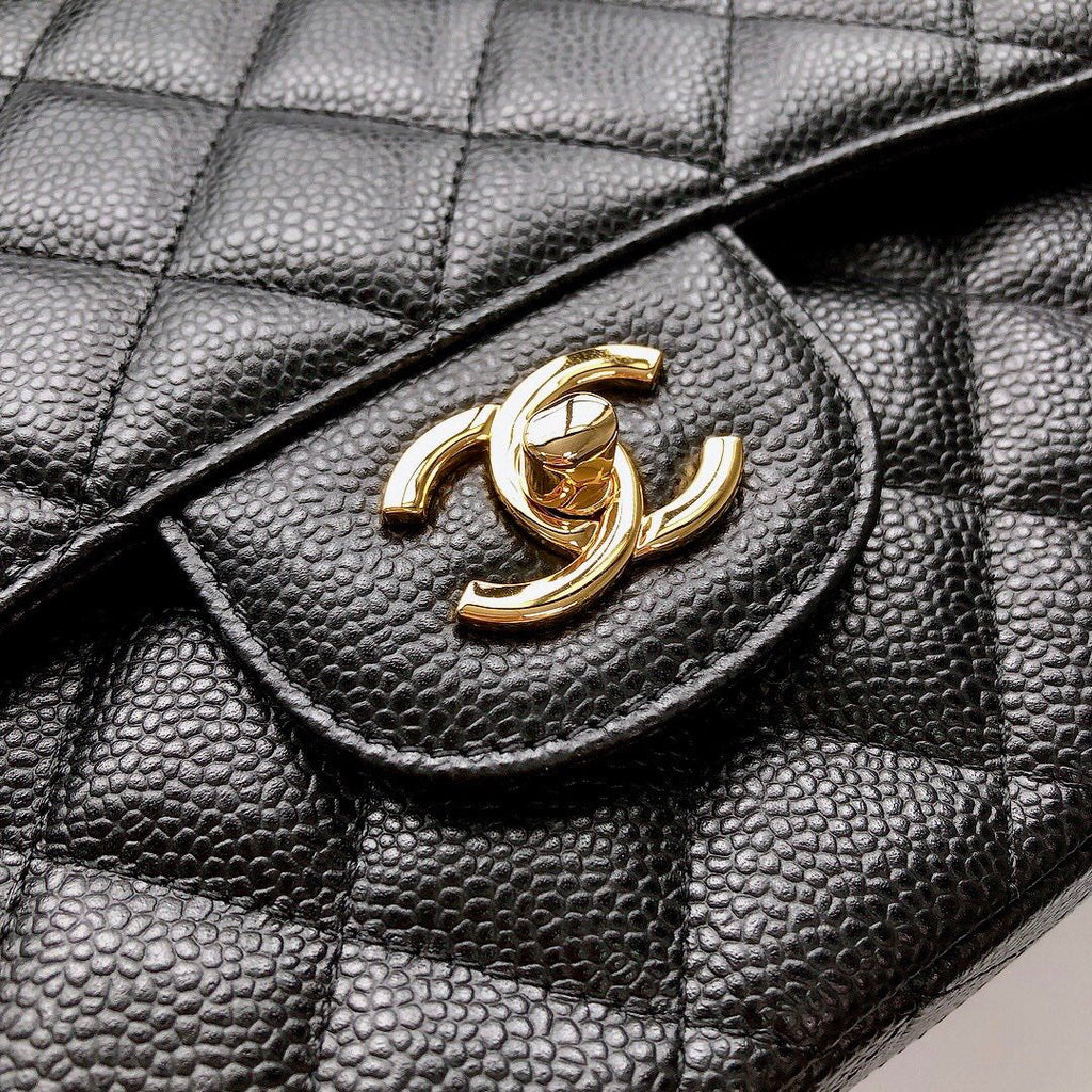 CC Classic Jumbo 30cm Black Caviar Gold Hardware