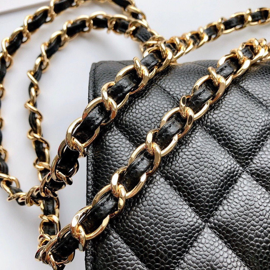 CC Classic Jumbo 30cm Black Caviar Gold Hardware